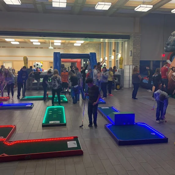 Mobile mini golf course at an indoor event